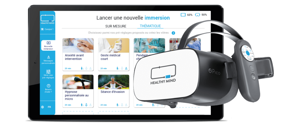 Image montrant notre casque de réalité virtuelle accompagné de notre tablette Android