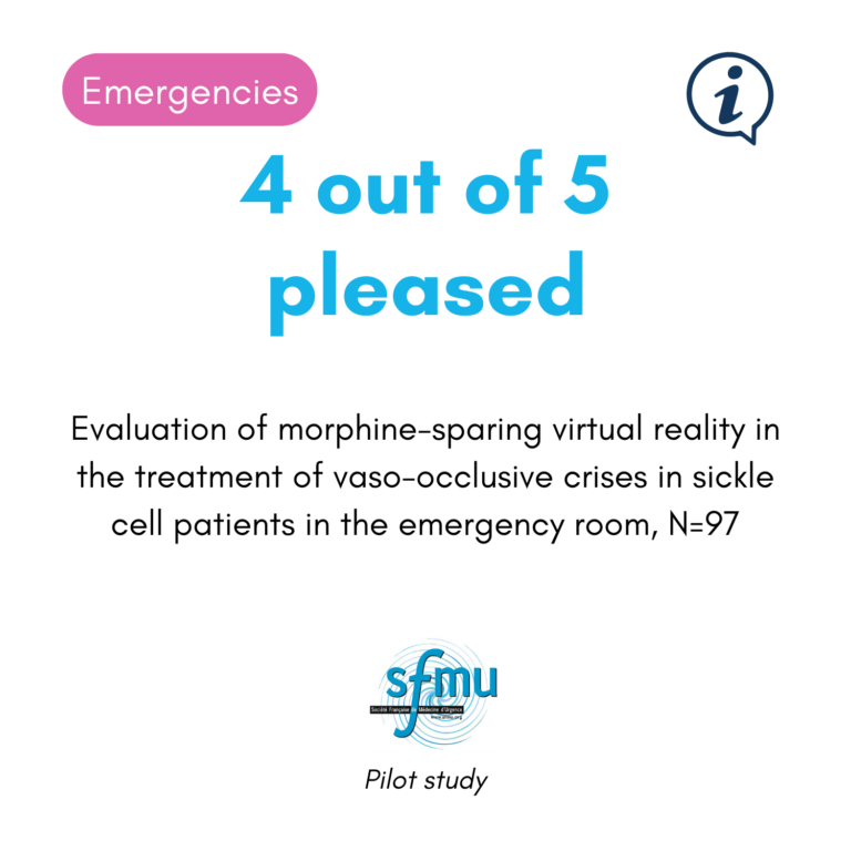 clinical study carried out in emergency departments. Morphine reduction using virtual reality in the treatment of vasa-occlusive crises in sickle cell patients.